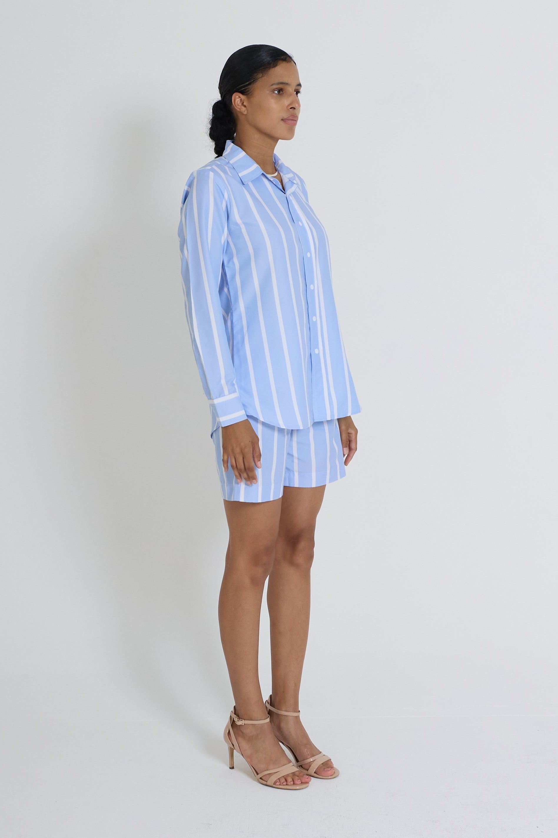 Button-Down Collar Long Sleeve and Short Set