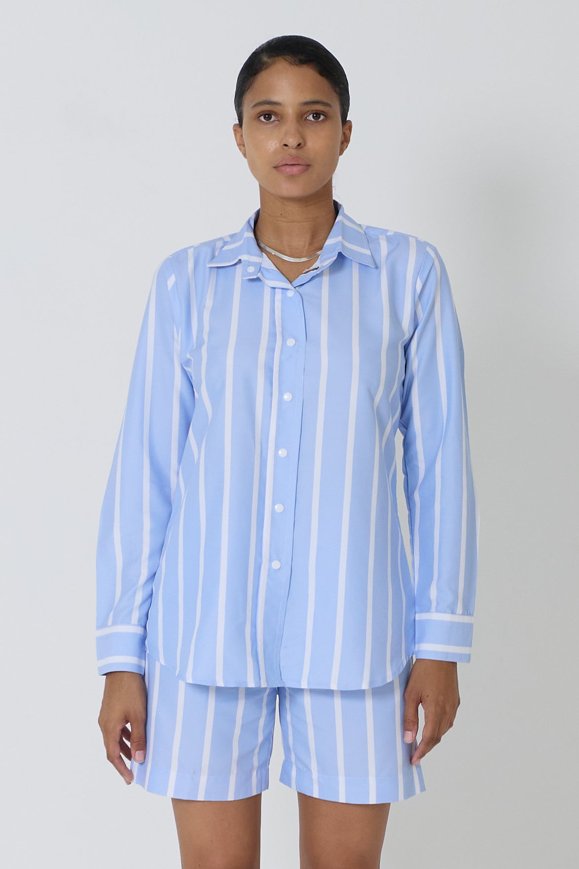 Button-Down Collar Long Sleeve and Short Set