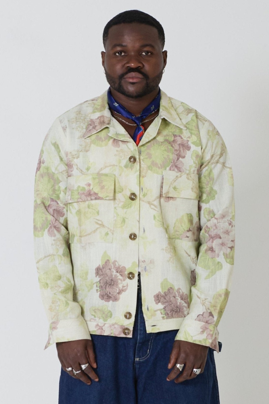 Button Down Long-Sleeve Multi-Pocket Jacket